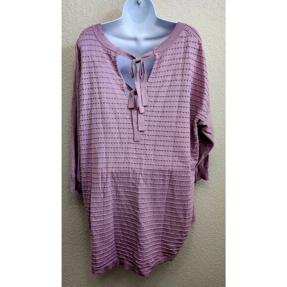 SOHO New York Co Light Purple Drop Shoulder Sweater Top XXL Plus Tie Back Soft - Picture 4 of 6